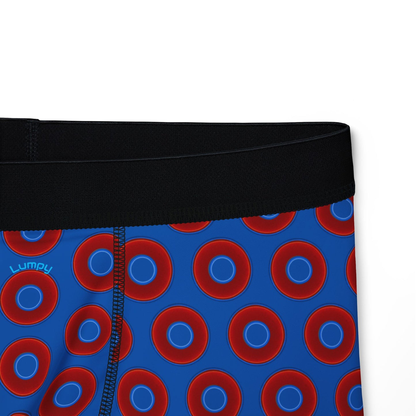 Men's Donut Boxers - red vivid donuts w/dark royal blue background