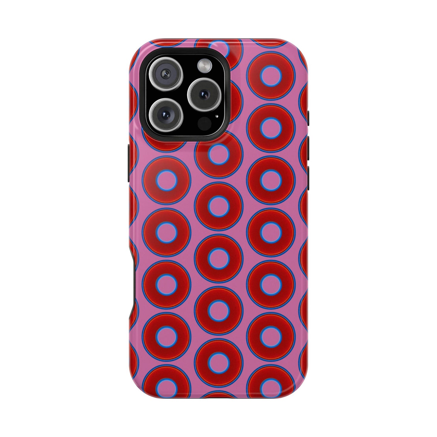 Magnetic Tough Donut Case - red vivid donut print w/pink background