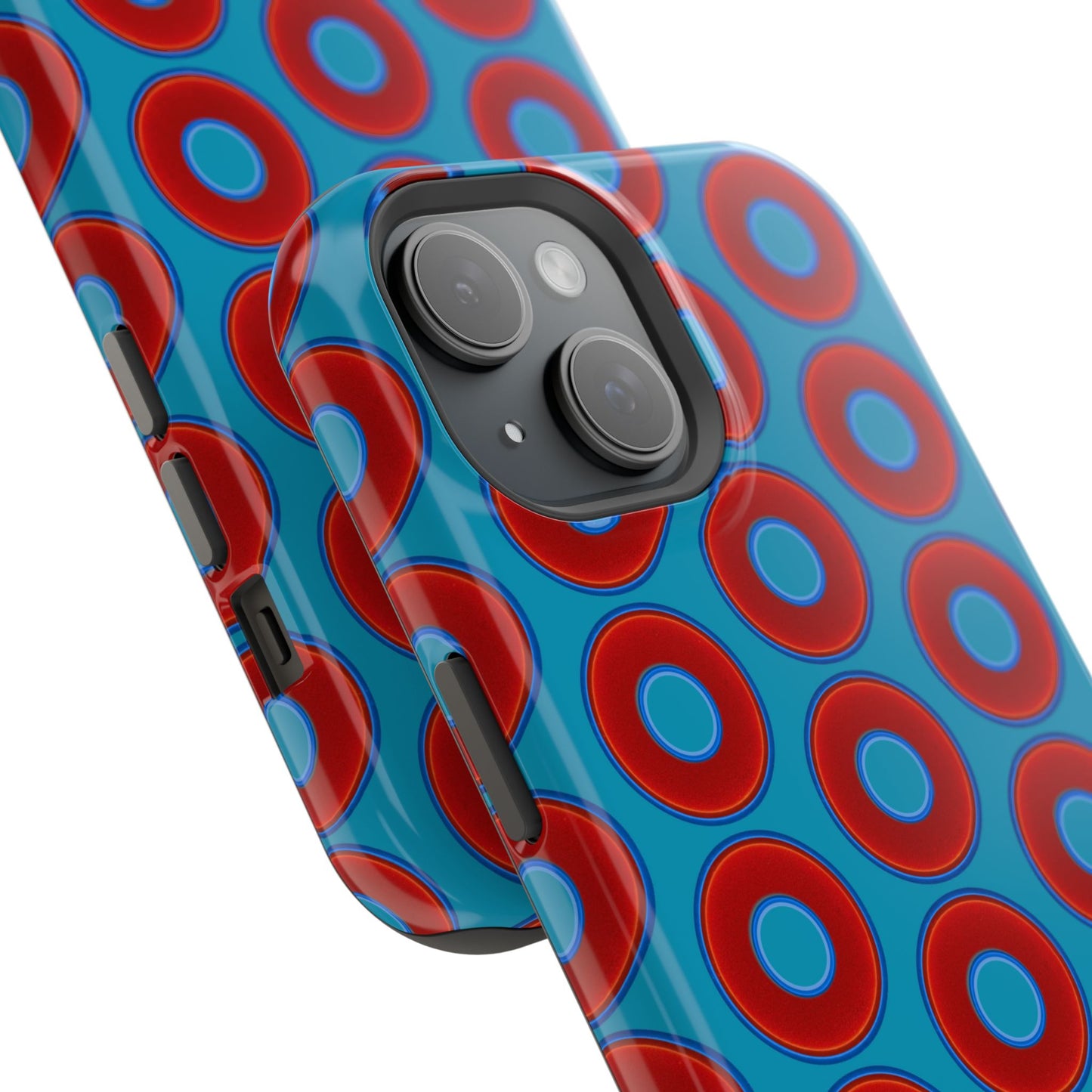 Magnetic Tough Donut Case - red vivid donut print w/aquamarine blue background