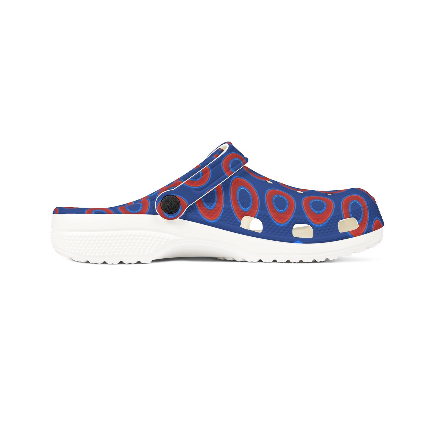 Spatchcocks - donut slip-on shoes - red rustic donuts w/dark blue background [unisex]