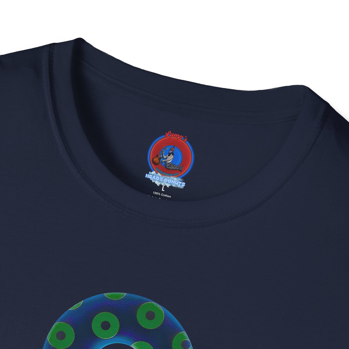 Plain Donuts/Unisex Soft-Style - "Plain Blimpy Paradoxical Donuts" - dark blue/lime green donuts