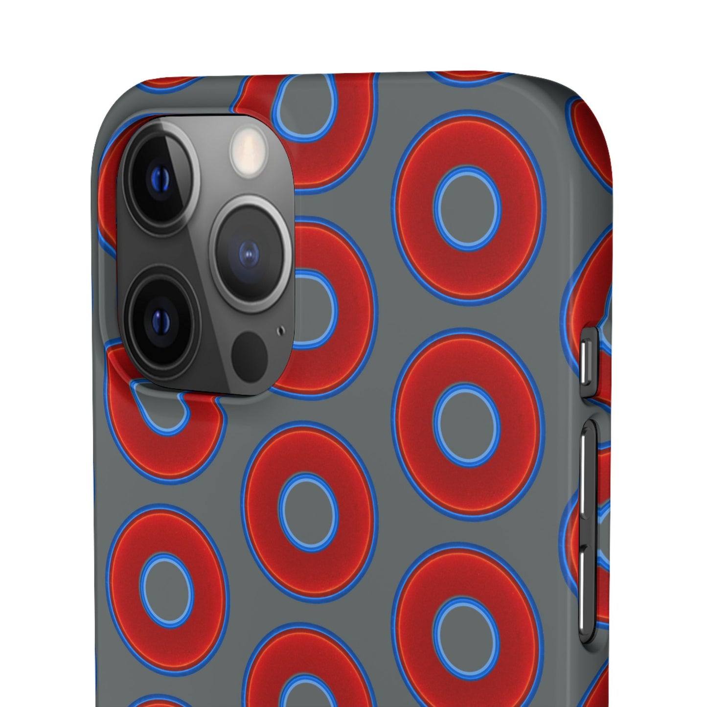 Lumpy Donut Snap Case - red vivid donut print w/dark gray background