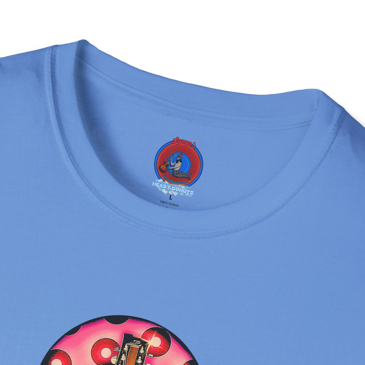 Classic Donut Tee - Unisex Soft-Style - "Would You Be My Donut?" - paradoxical faded magenta/red donut - variant 1