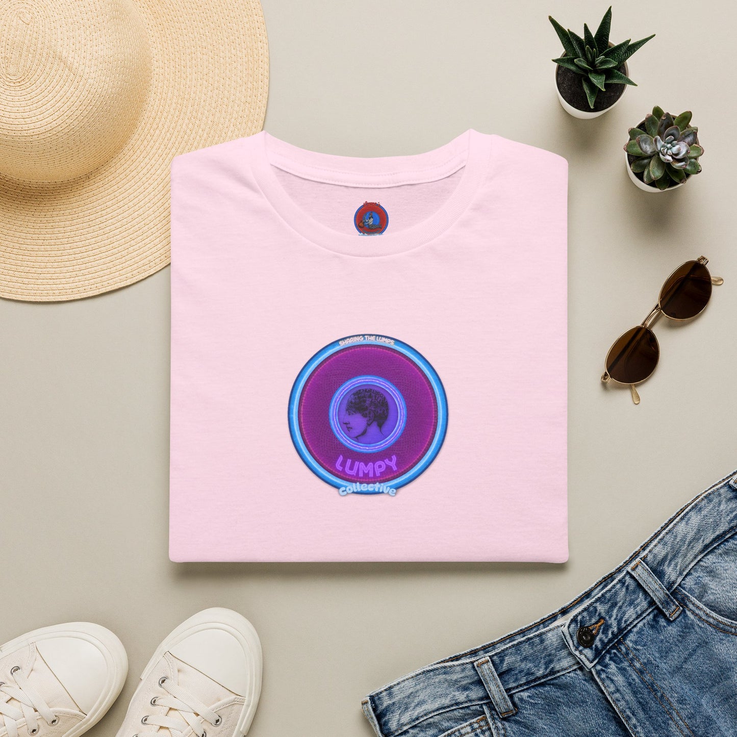 Classic Donut Tee - Unisex Soft-Style - "Lumpy Collective Donut" - rustic purple/light blue lumpy donut - variant 2