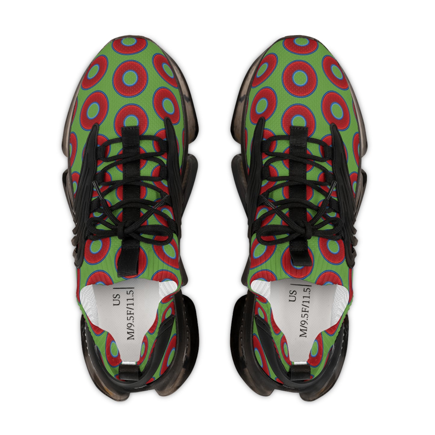 Donut Kicks - red vivid donut print w/light green background