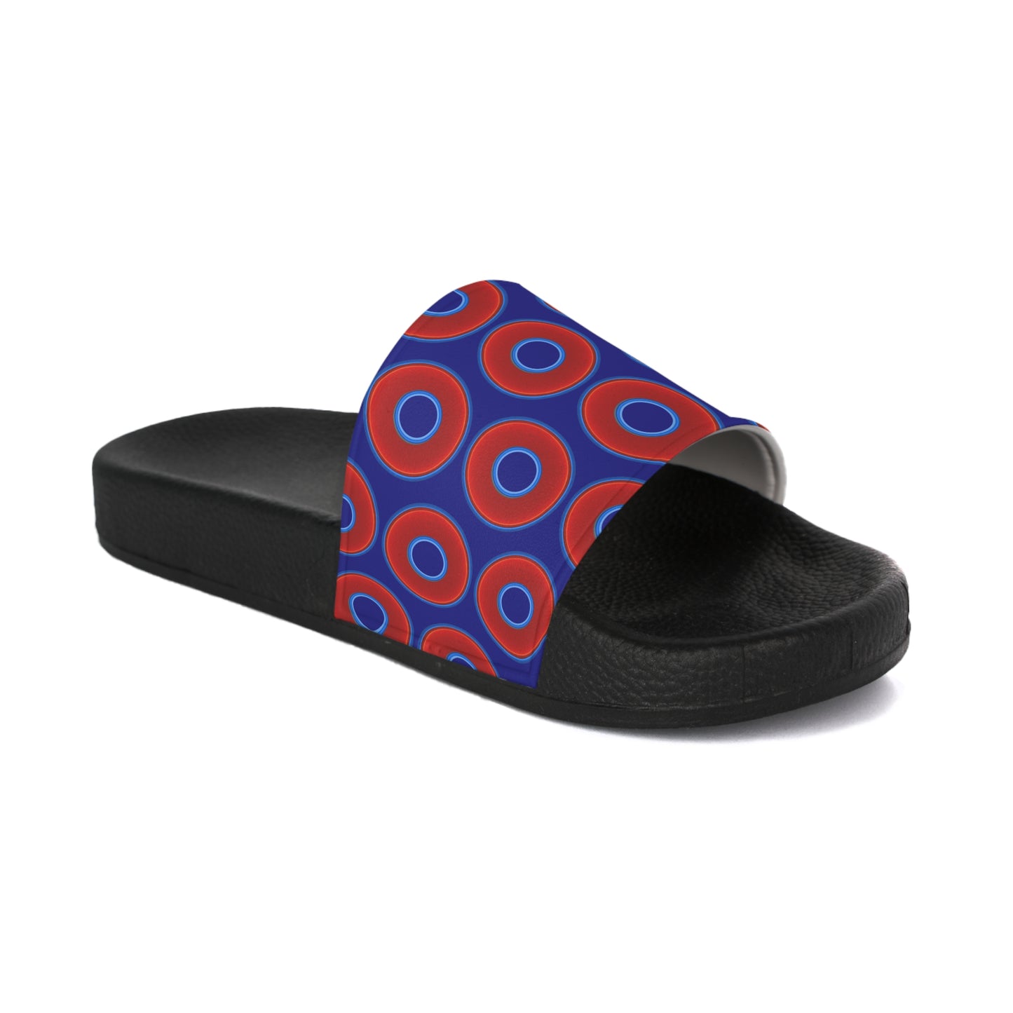 Lumpy Sandals - slip-ons - red vivid donuts w/vivid navy blue background
