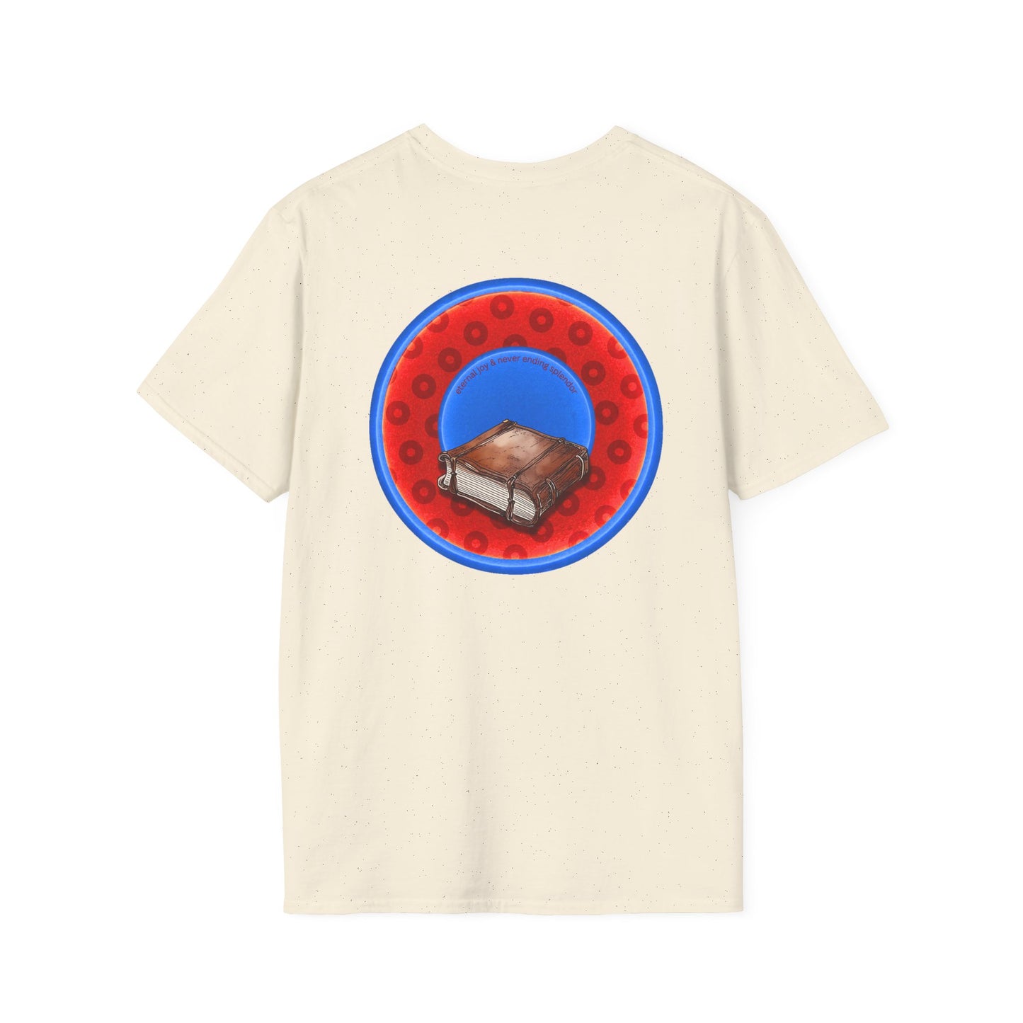 Classic Donut Tee - Unisex Soft-Style - "Read the F'ing Donut Book" - paradoxical widemouthed red/blue donut