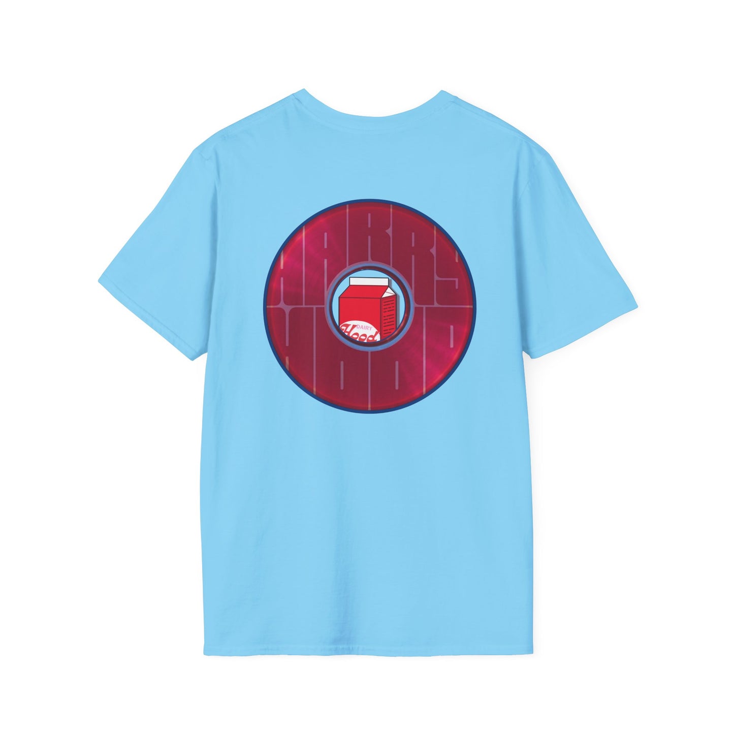 Classic Donut Tee - Unisex Soft-Style - "Harry Left His Shirt" - series 1.0  - variant 3 - red/magenta donut - w/milk