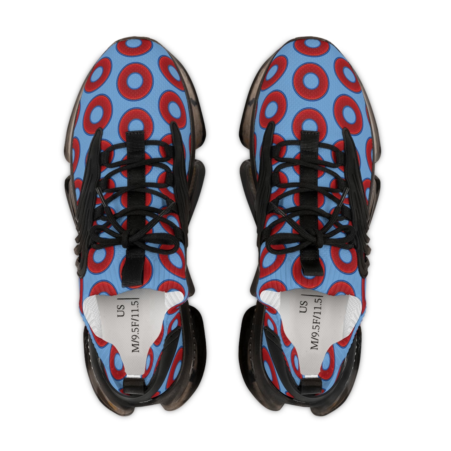 Donut Kicks - red vivid donut print w/light blue background