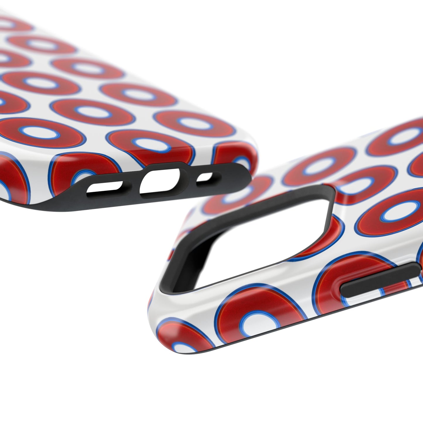 Impact-Resistant Lumpy Donut Case - red vivid donut print w/white background