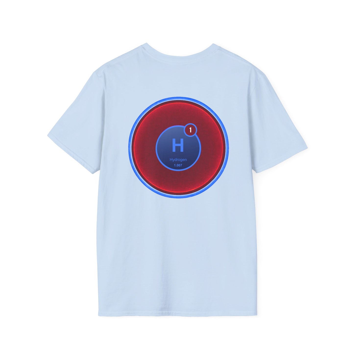 Classic Donut Tee - Unisex Soft-Style - "I am 10% Hydrogen Tee" - vivid red/light blue donut