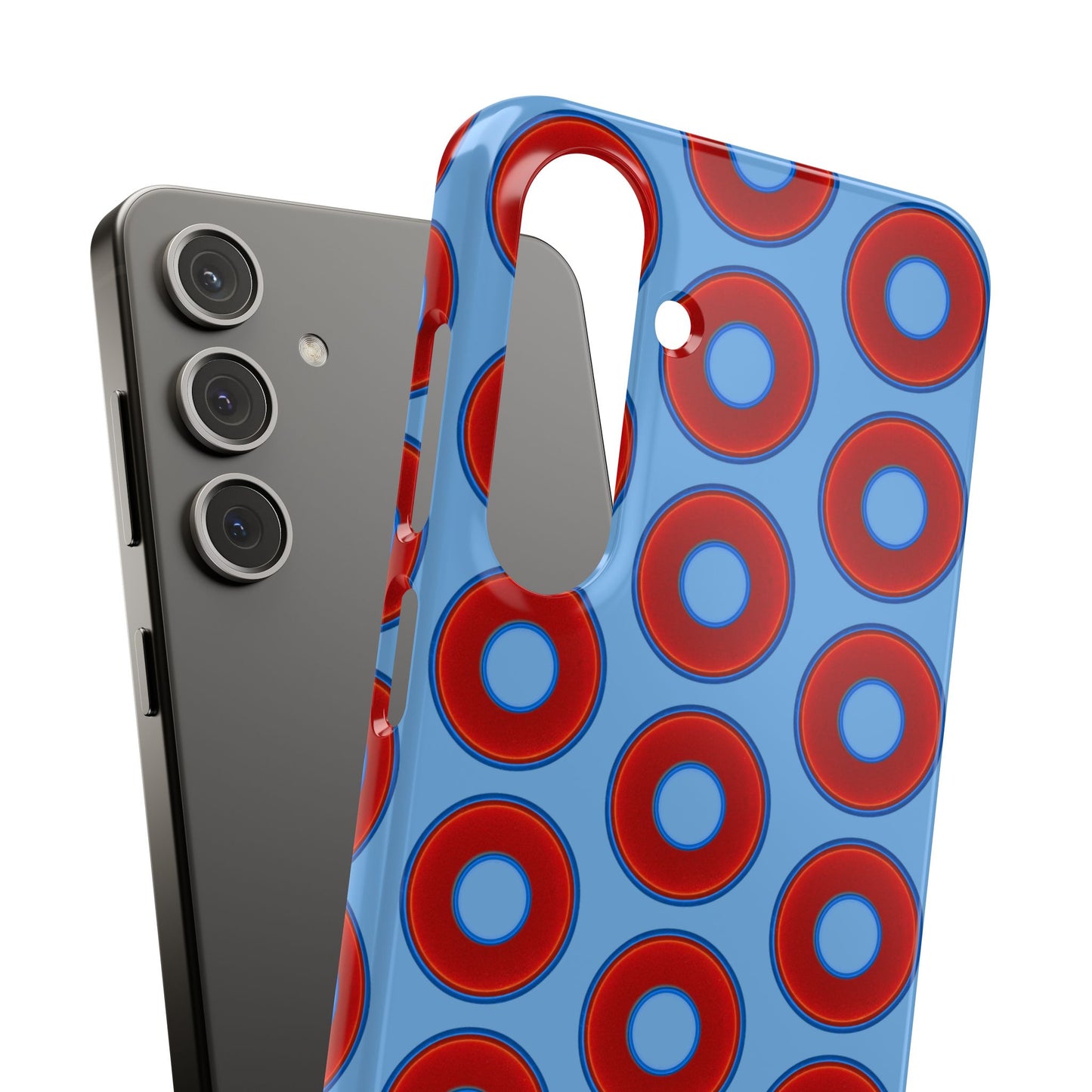 Lumpy Donut Snap Case - red vivid donut print w/light blue background