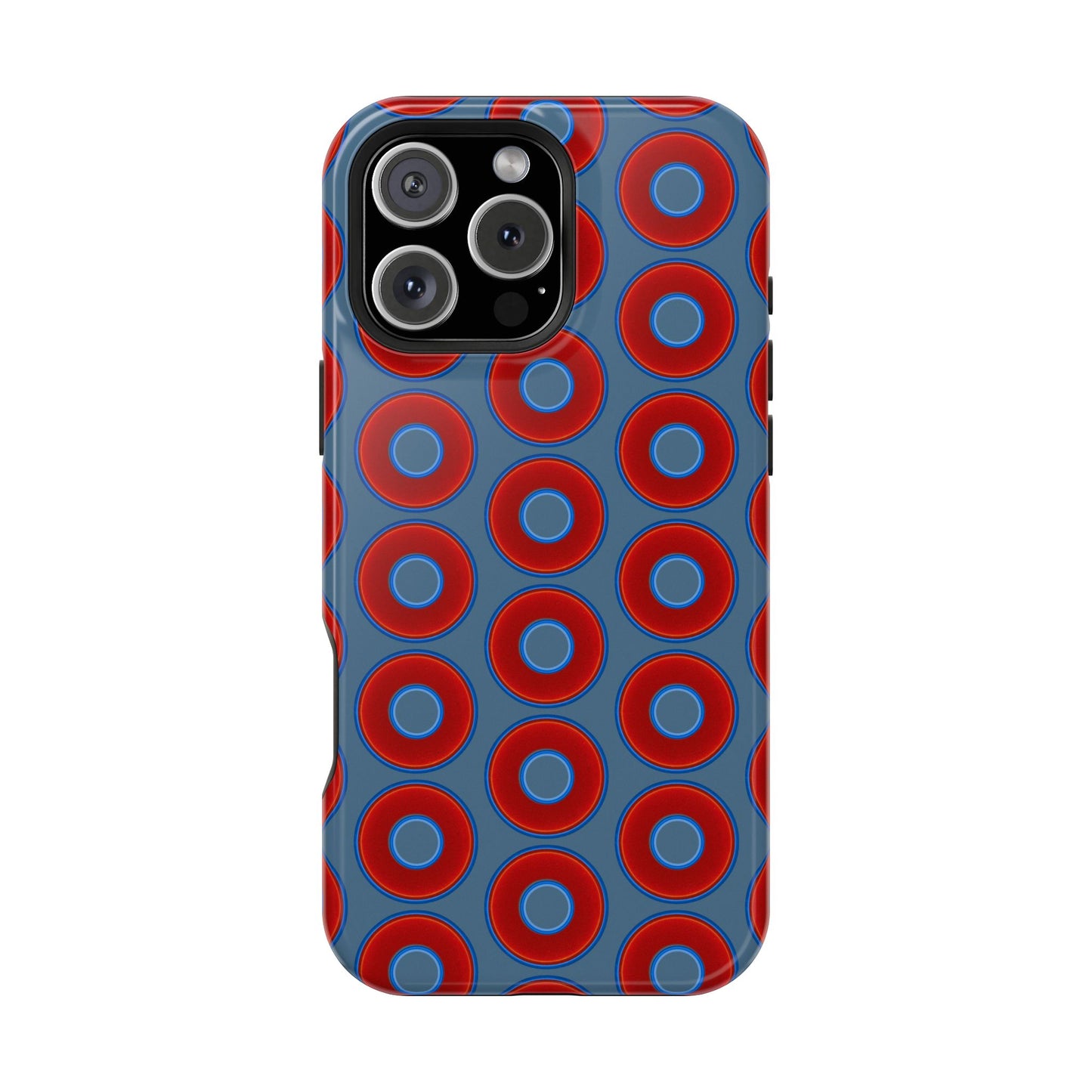 Magnetic Tough Donut Case - red vivid donut print w/steel blue background