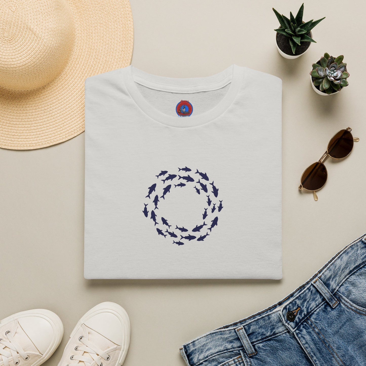 Classic Donut Tee - Unisex Soft-Style - "Skoolie of Phishies" - fish donut - variant 3