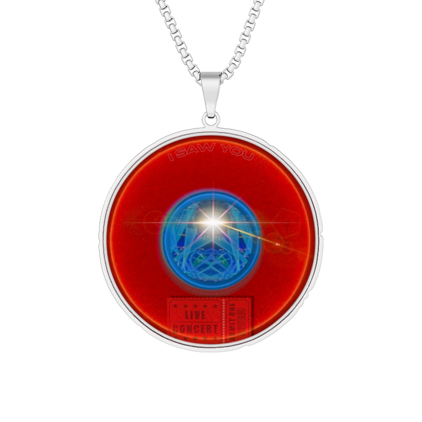 Lump's Heady Donut Necklace - 1" x 1" Stainless Steel Pendant - "Golgi Donut Pendant" - vivid red/blue donut - variant 2