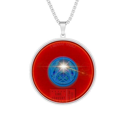 Lump's Heady Donut Necklace - 1" x 1" Stainless Steel Pendant - "Golgi Donut Pendant" - vivid red/blue donut - variant 2