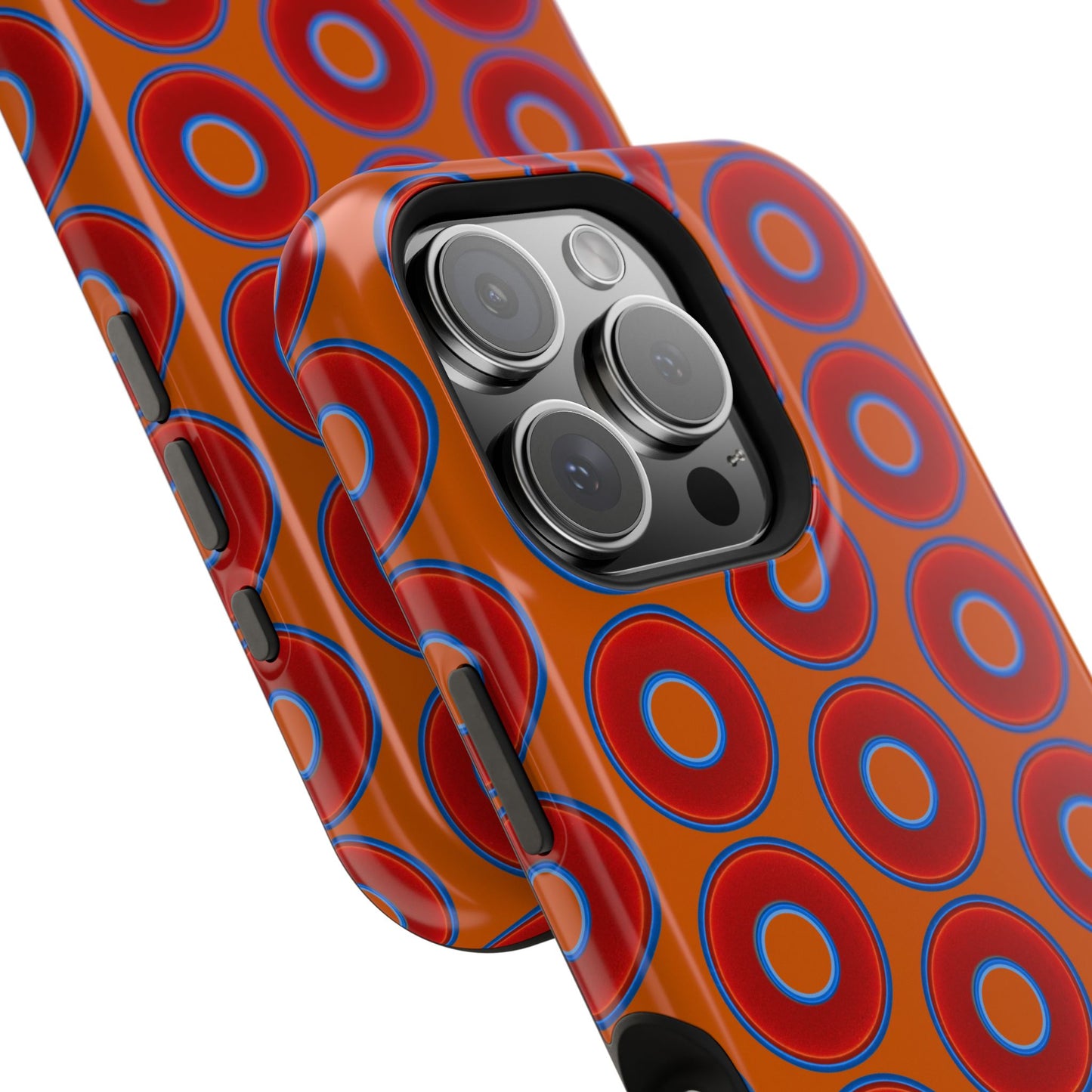 Magnetic Tough Donut Case - red vivid donut print w/dark orange background