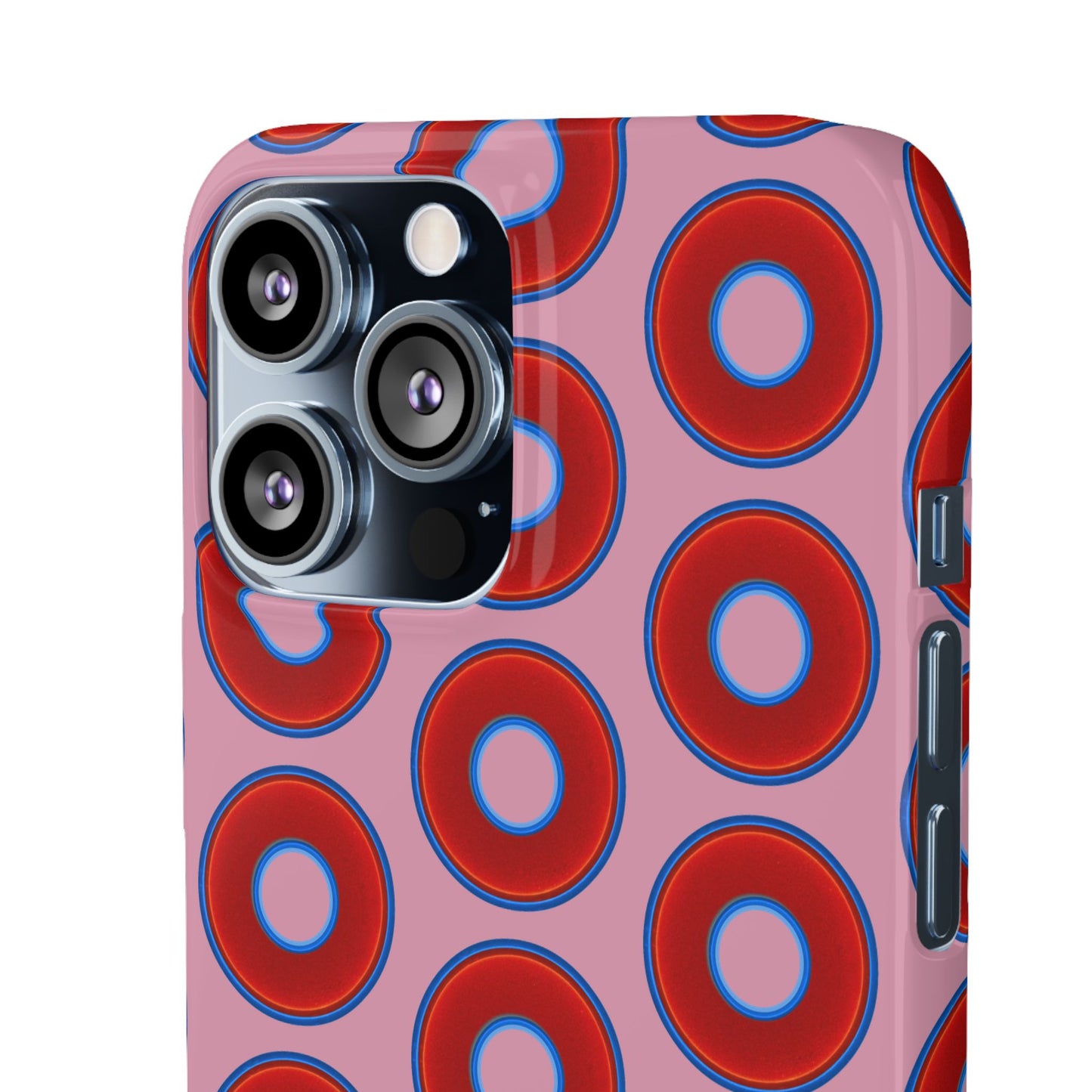 Lumpy Donut Snap Case - red vivid donut print w/pale magenta background