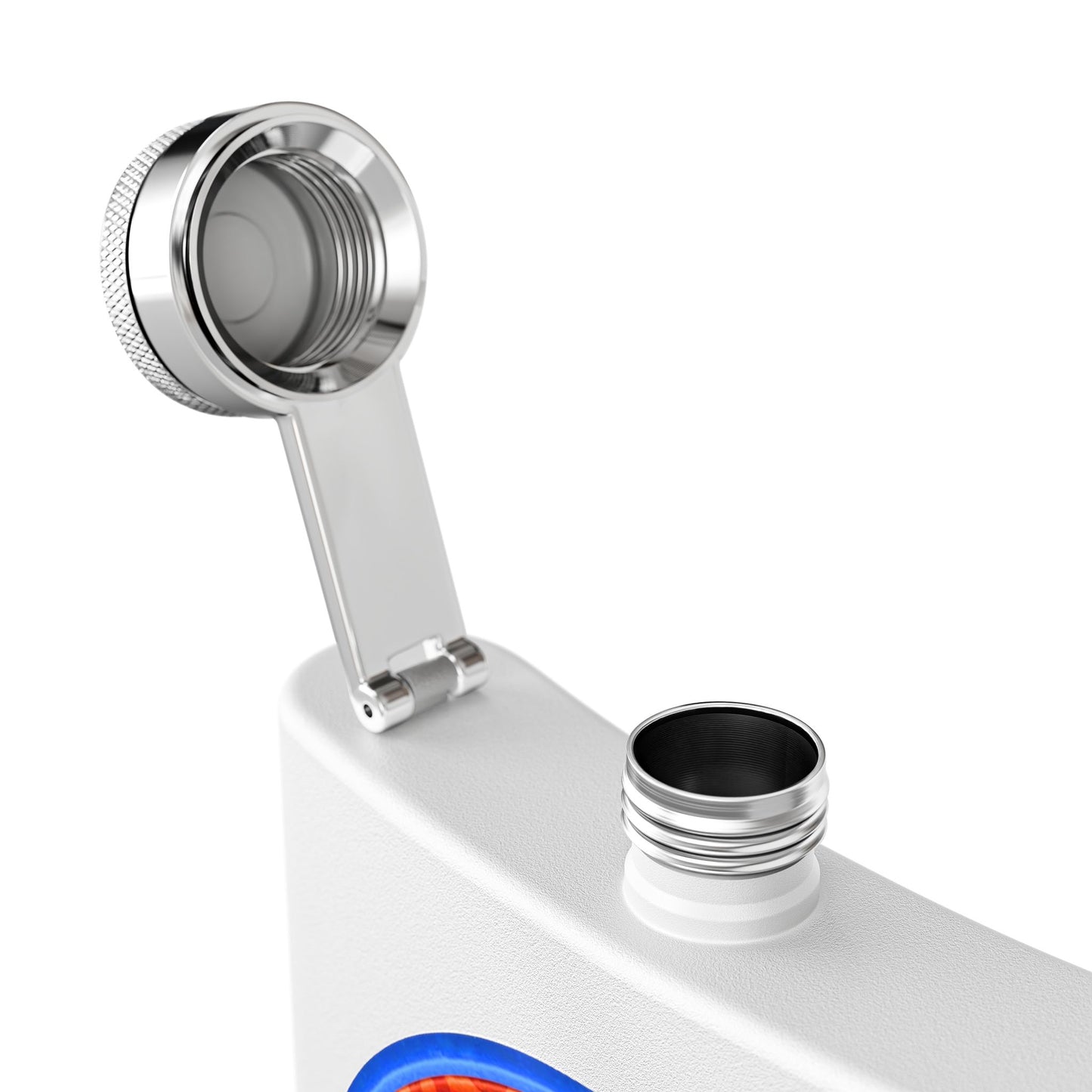 Lump's Donut Flask 6 oz -  "Helping Phriendly Flask" - red/blue widemouthed paradox donut - [*w/your choice of 6 backgrounds]