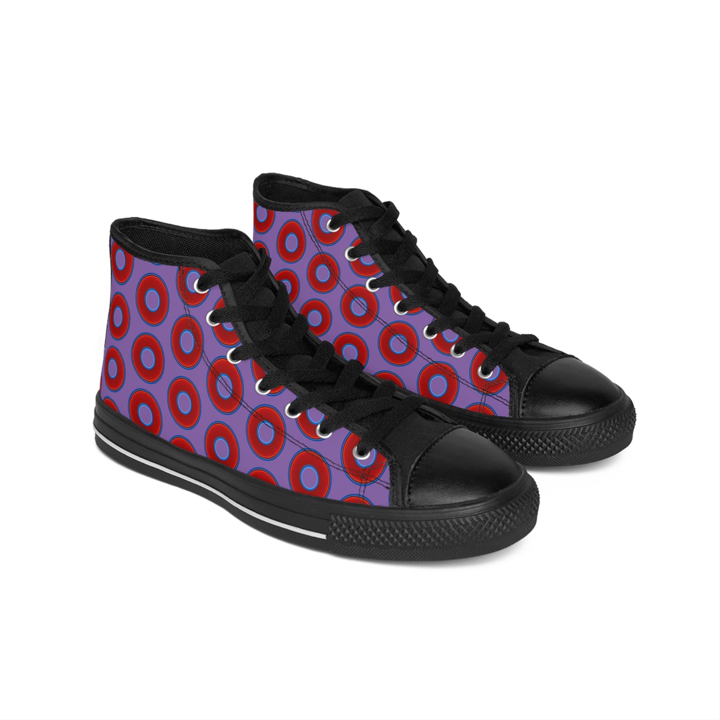 Cushiony Convectors - High Tops - red vivid donuts w/light purple background
