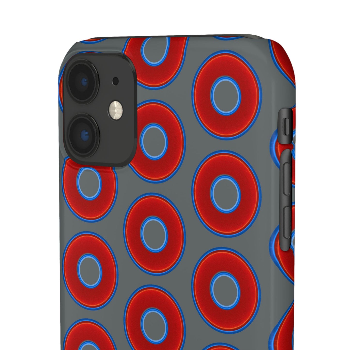 Lumpy Donut Snap Case - red vivid donut print w/dark gray background