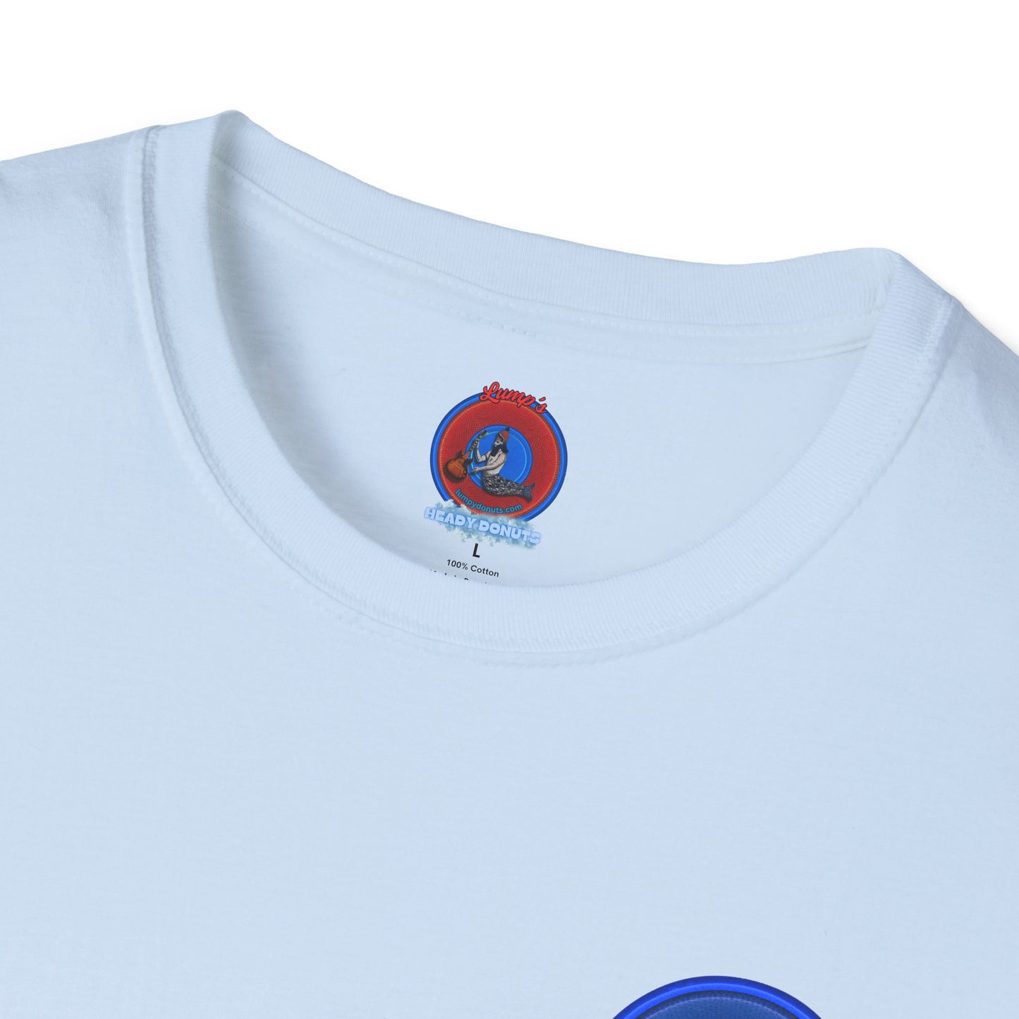 Classic Donut Tee - Unisex Soft-Style - "Cats: The Donut" - rustic blue/blue donut - variant 2