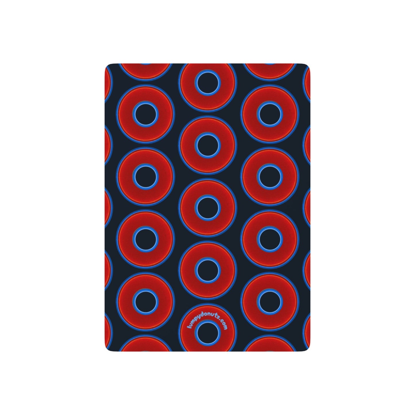 Lumpy Donut Playing Decks - 52-cards - red vivid donuts w/blue charcoal background