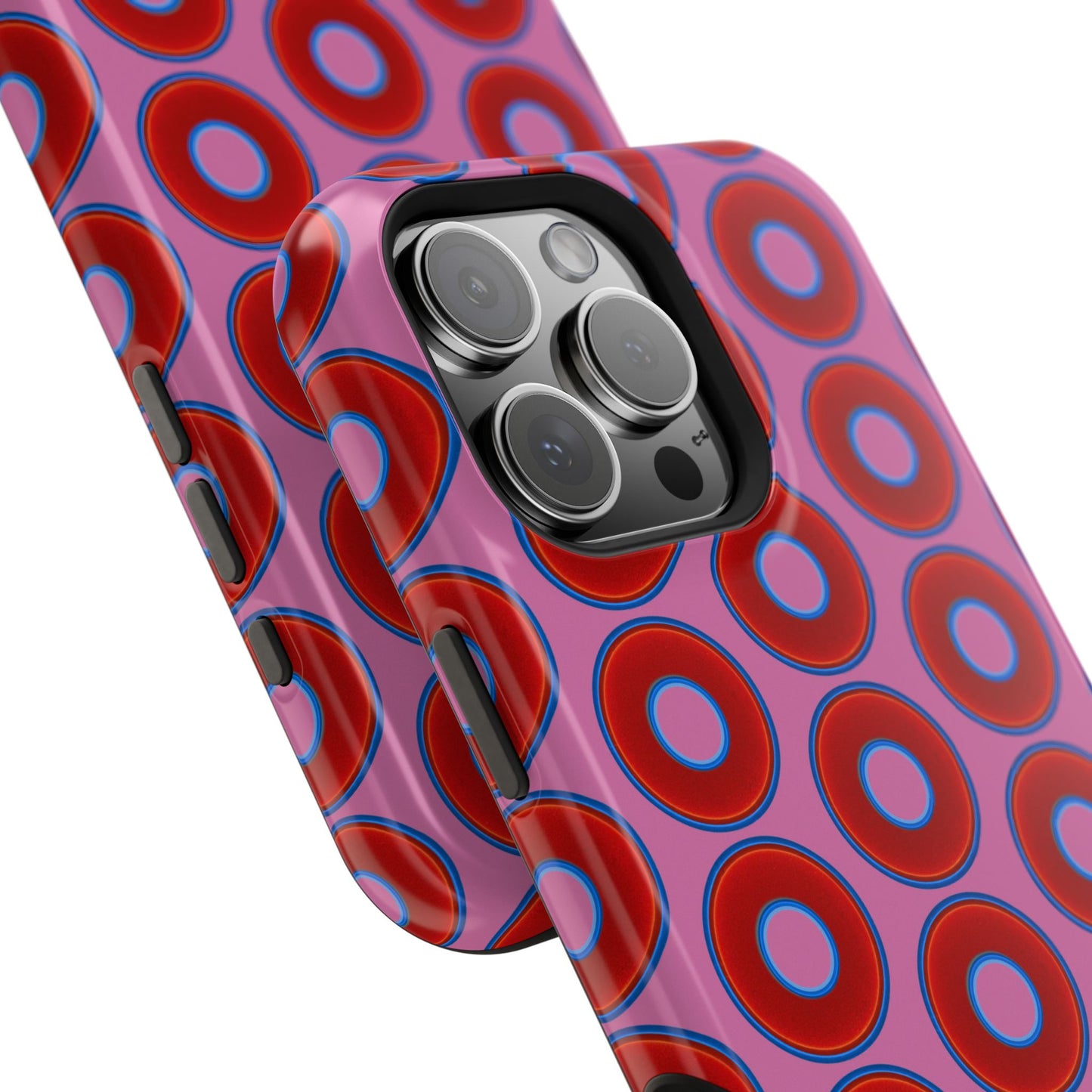 Magnetic Tough Donut Case - red vivid donut print w/pink background