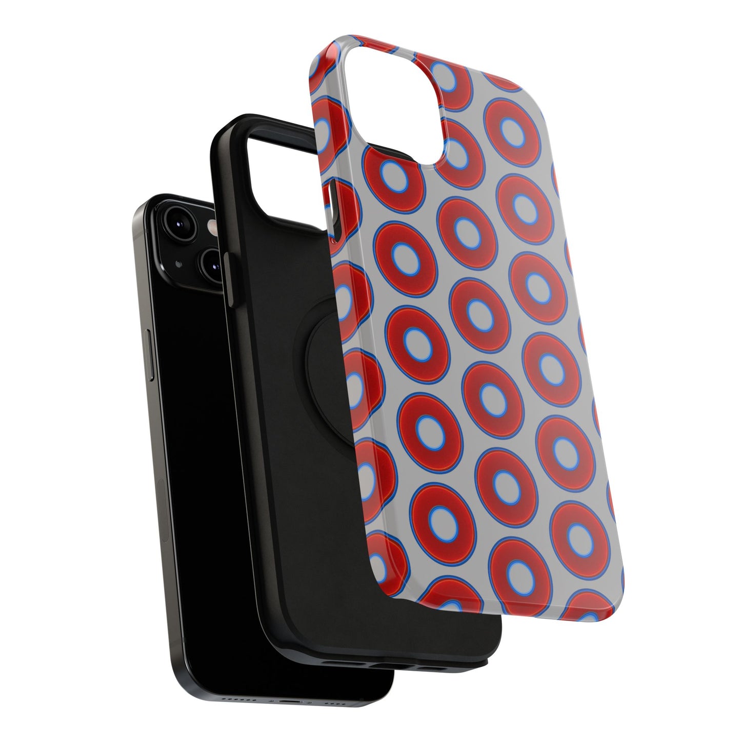 Impact-Resistant Lumpy Donut Case - red vivid donut print w/light gray background