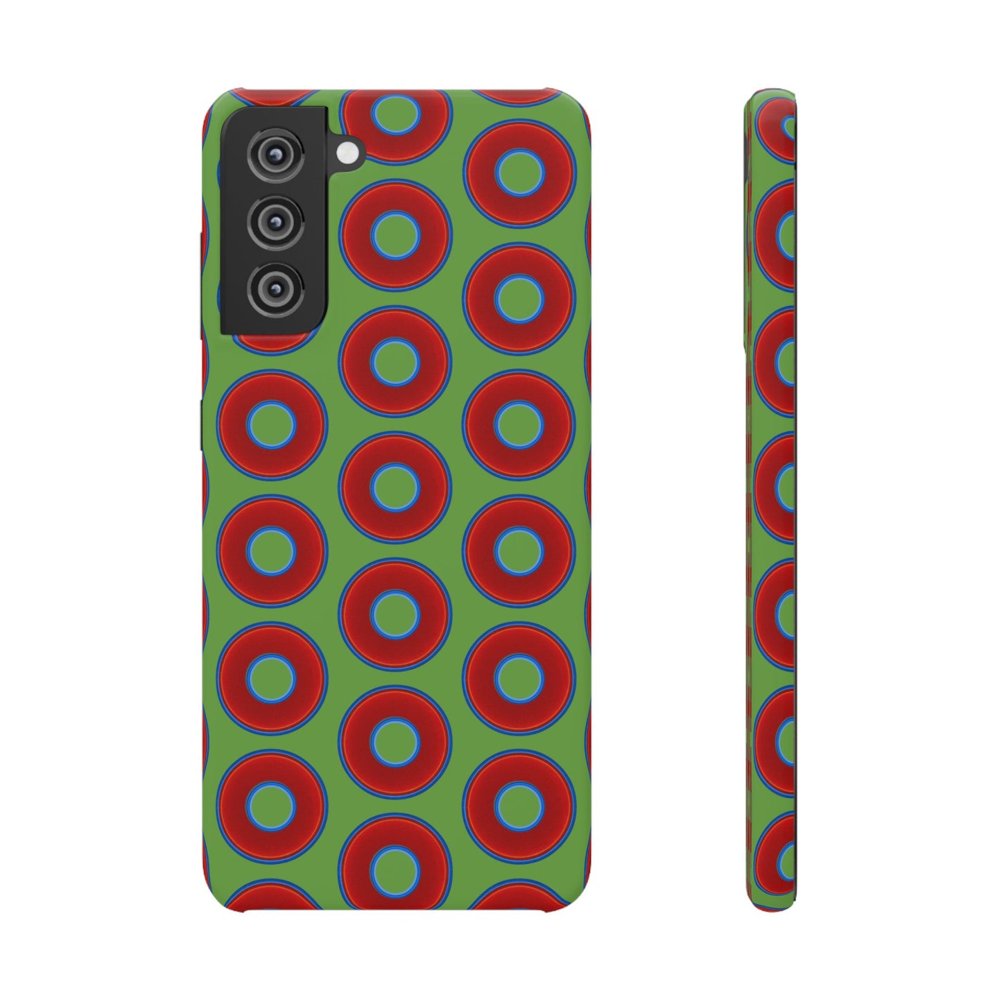 <Lumpy Donut Snap Case - red vivid donut print w/light green background