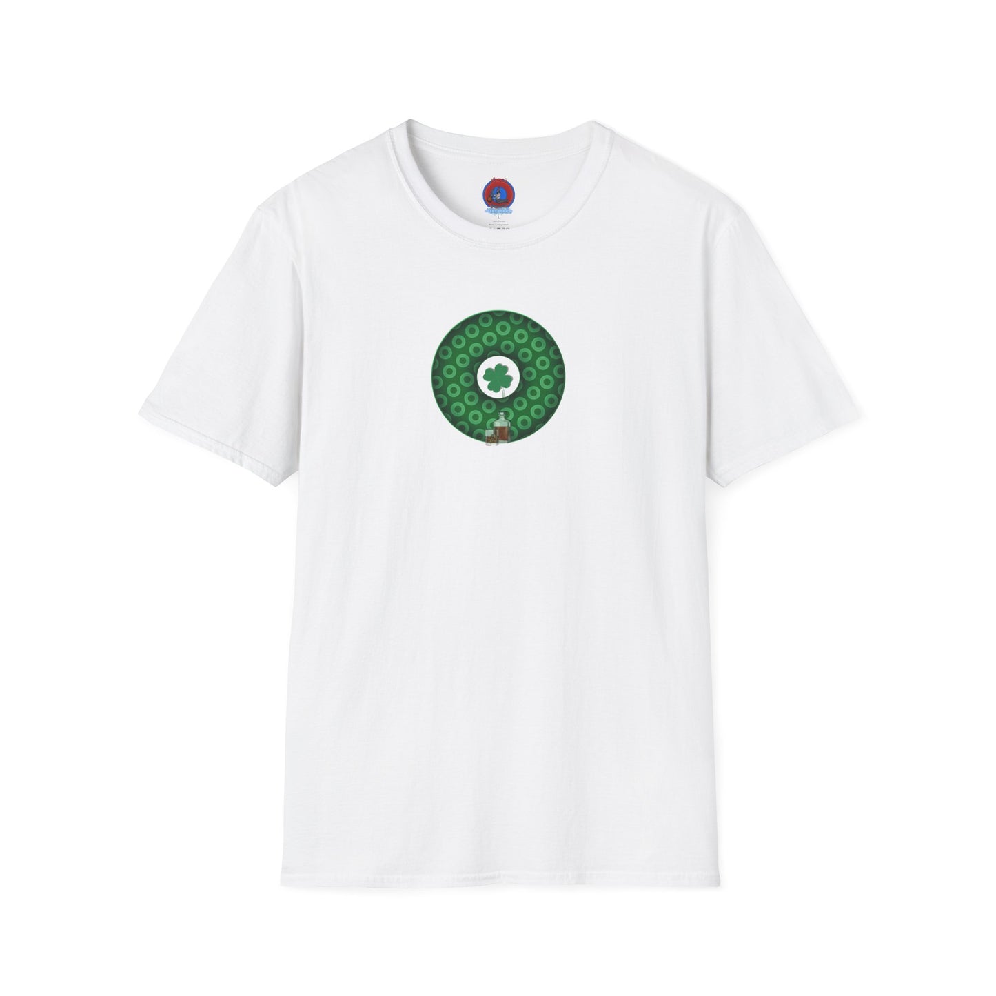Classic Donut Tee - Unisex Soft-Style - "Patron Saint of Donuts" - St. Patrick's Day Donut - w/whiskey - holiday edition - variant 2