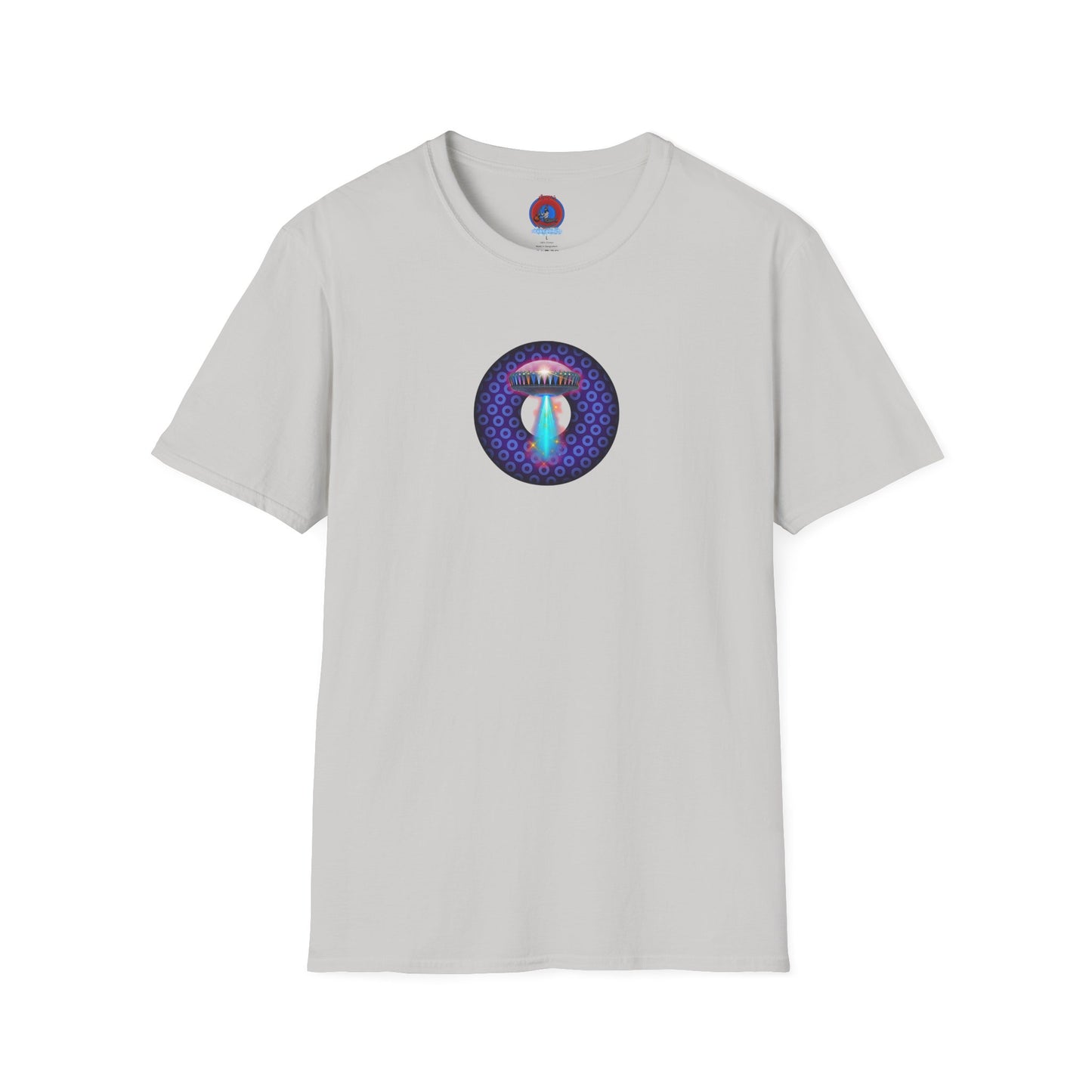 Classic Donut Tee - Unisex Soft-Style - "Donuts now Served on the Mothership" - series 1.0  - variant 5  - purple/violet paradoxical donut
