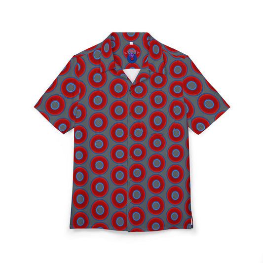 Wilson's 'Epic Hawaiian-Punch' Shirt - vivid red donut print w/dark gray background [unisex]