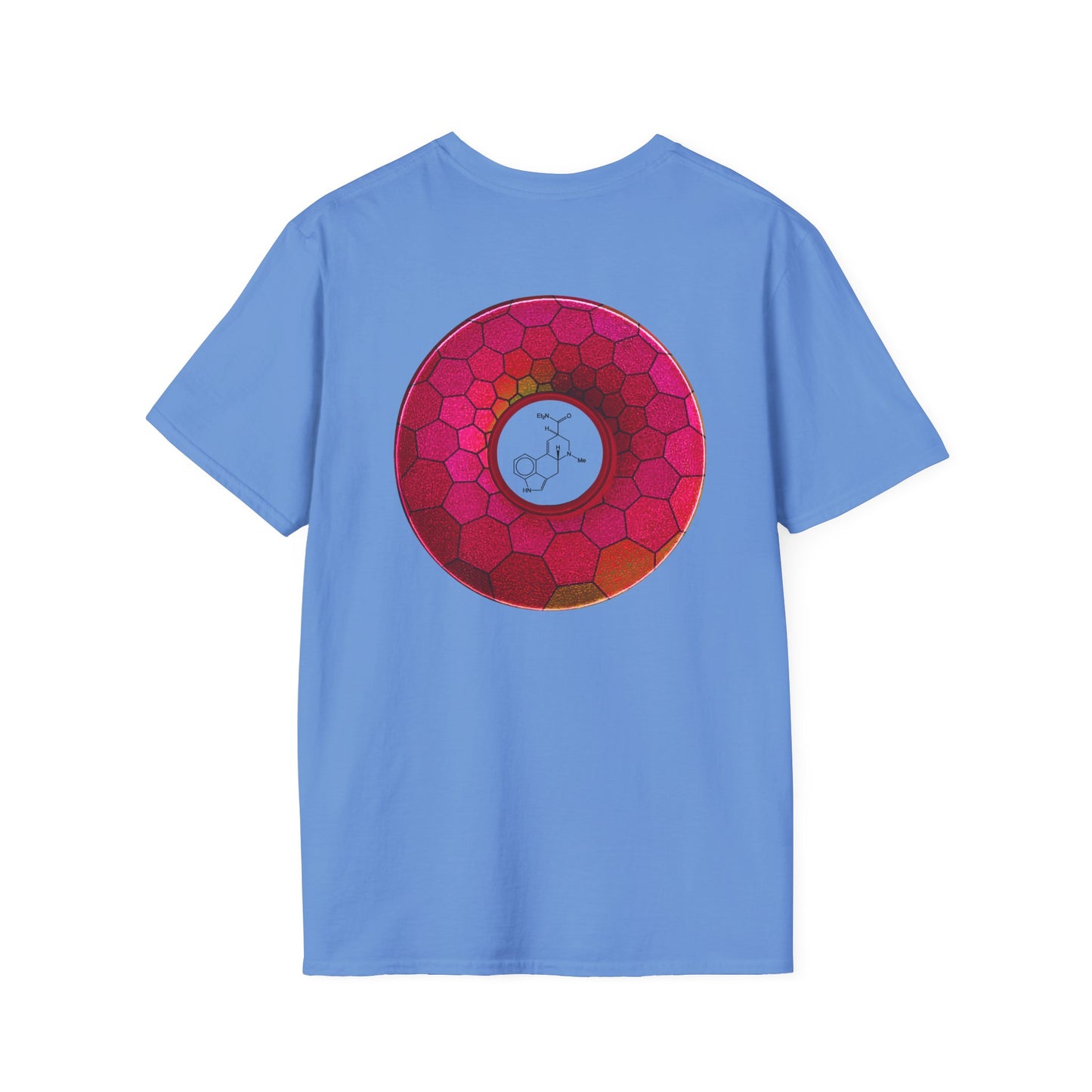 Classic Donut Tee - Unisex Soft-Style - "Dr. Albert Hofmann's Favorite Donut" - series 1.0  - variant 2 - magenta hexadonut