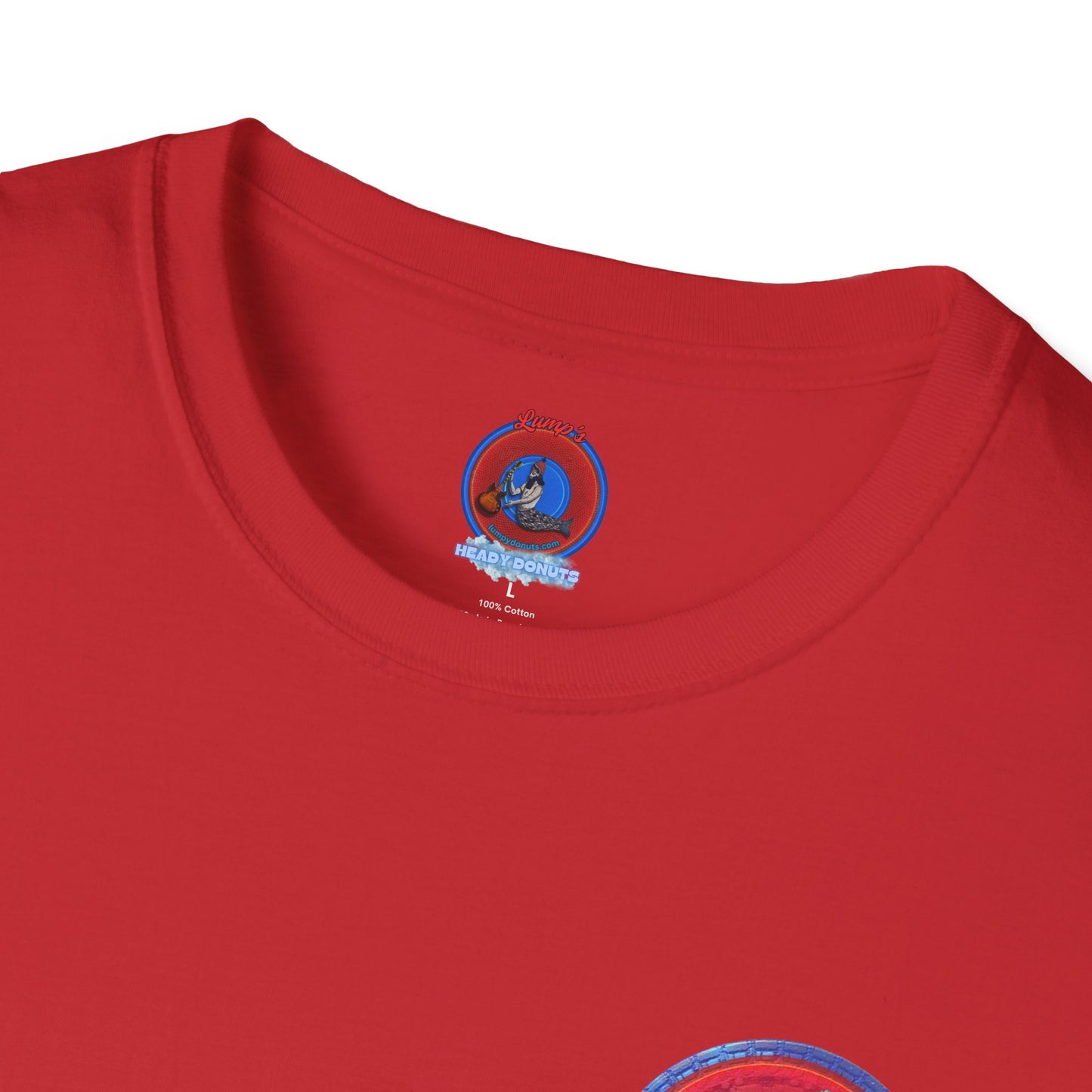Classic Donut Tee - Unisex Soft-Style - "Tube Donuts" - series 1.0 - red donut/lighter blue bordering