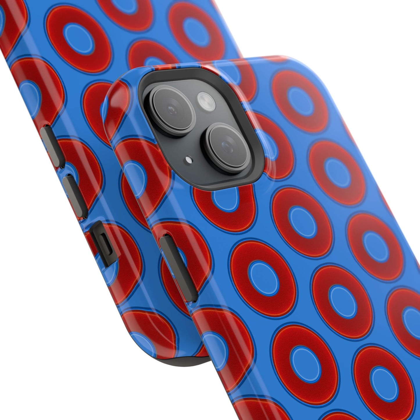 Magnetic Tough Donut Case - red vivid donut print w/light royal blue background