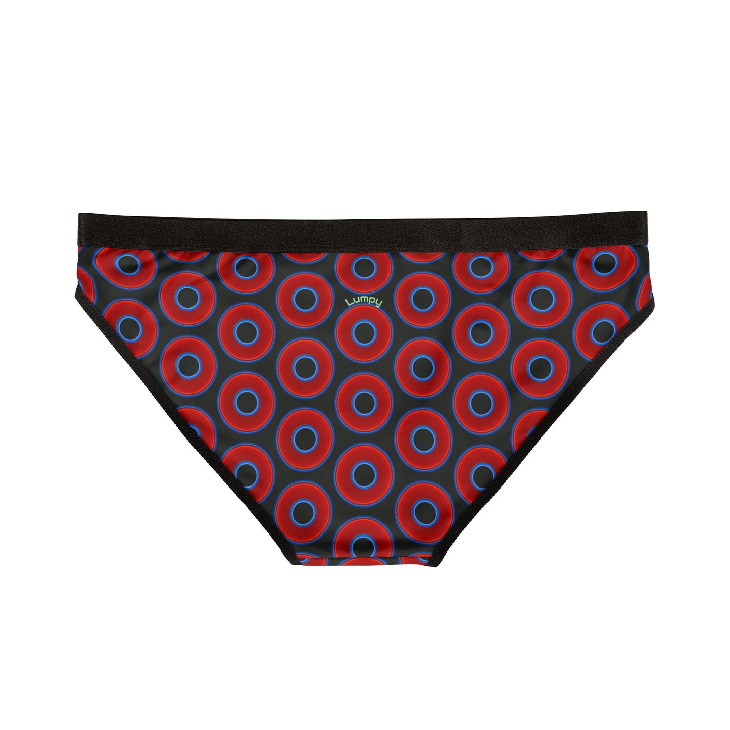 Lumpy Donut Underwear - vivid red donut print w/midnight moss green background