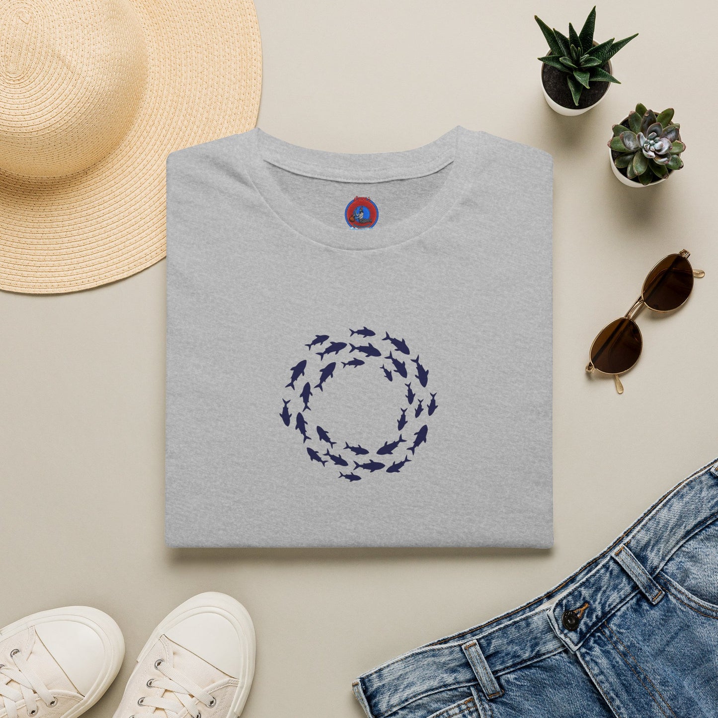 Classic Donut Tee - Unisex Soft-Style - "Skoolie of Phishies" - fish donut - variant 3