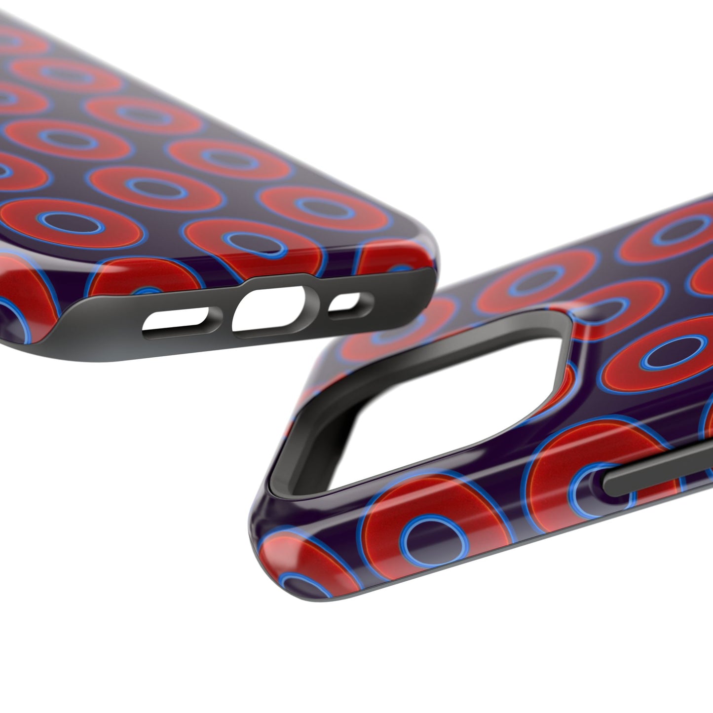 Impact-Resistant Lumpy Donut Case - red vivid donut print w/midnight purple background