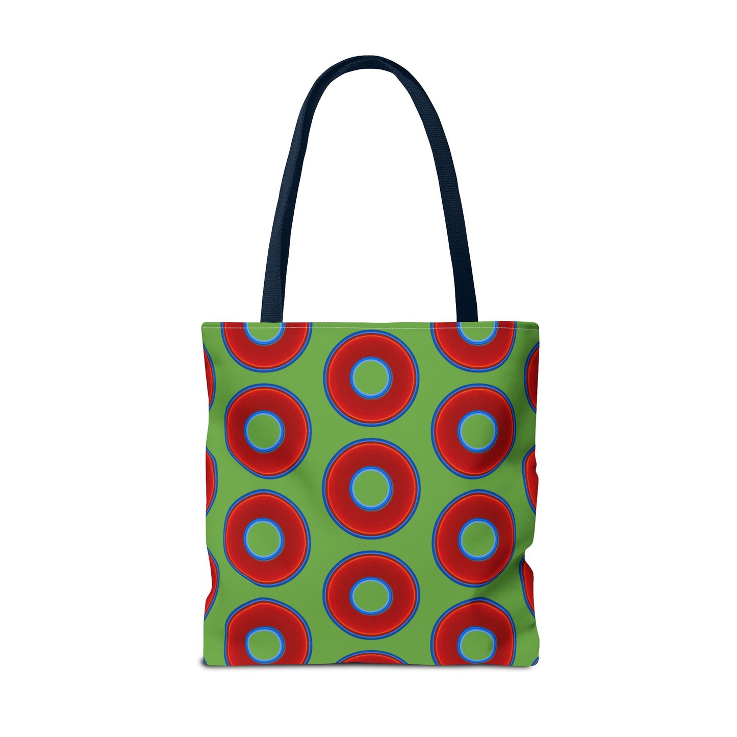 Lumpy Beach/Tote Bag - red vivid donuts w/light green background
