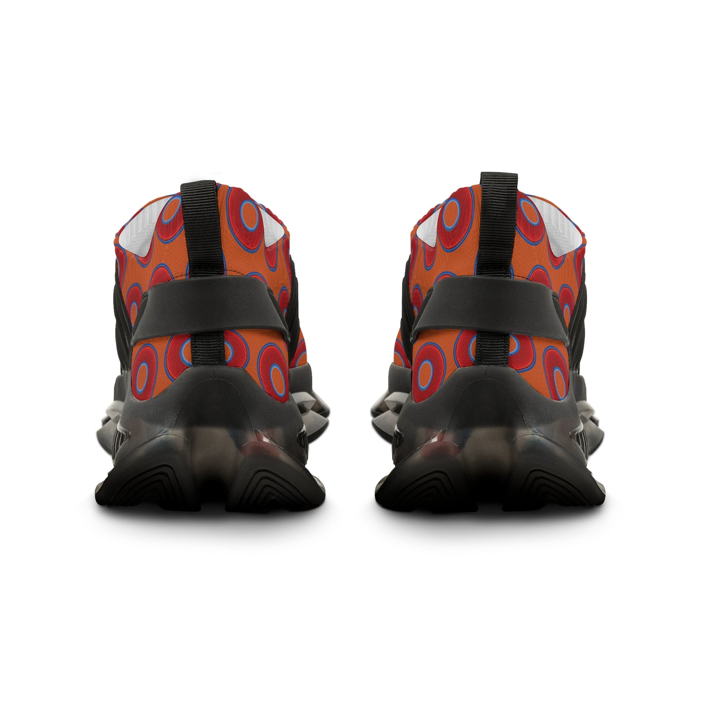 Donut Kicks - red vivid donut print w/dark orange background