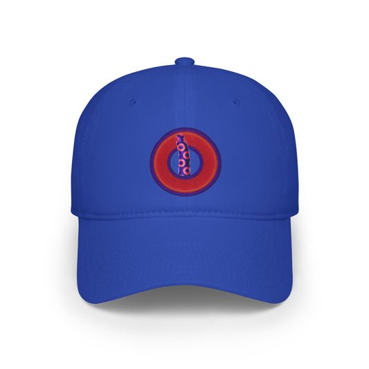 Lumpy Donut Baseball Cap - "Sir Richard's Phamous Donut" - variant 2 - red/blue weathered paradoxical donut donut w/