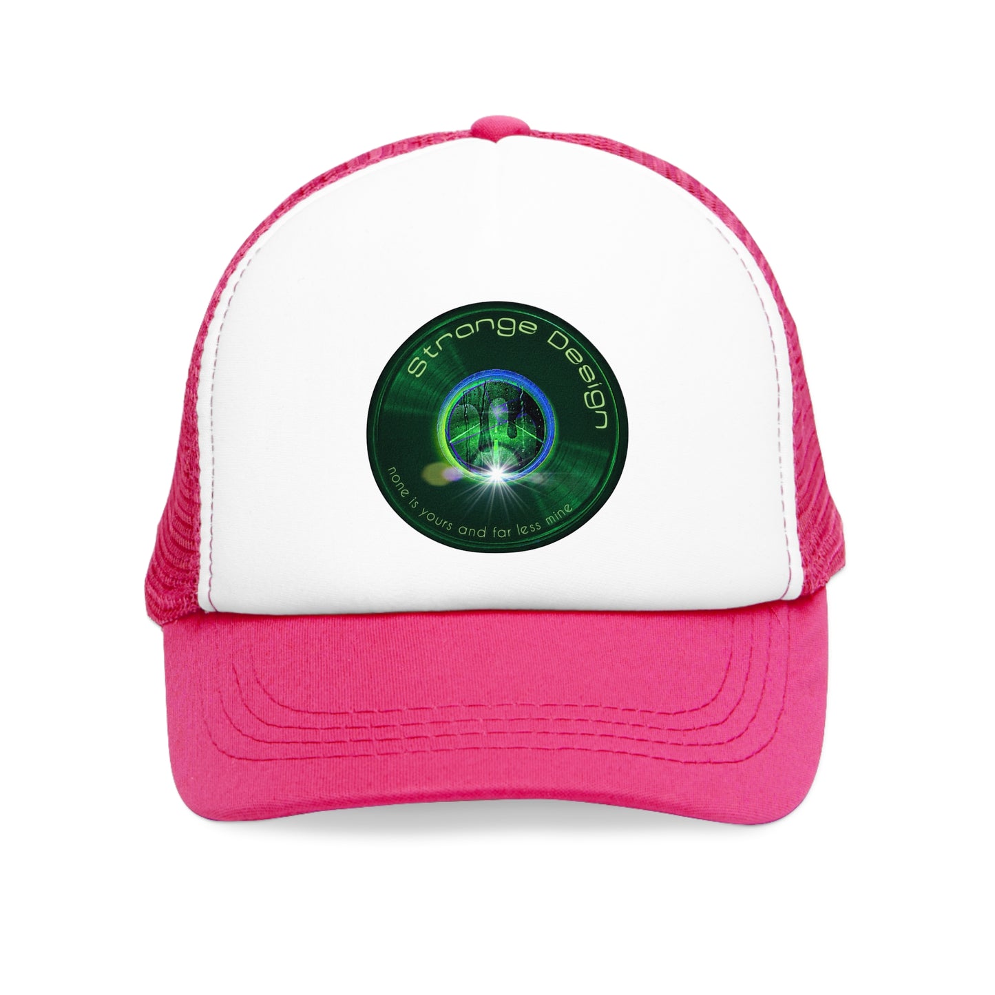 Lumpy Trucker Hat - "Strangely Designed Hat" - green donut