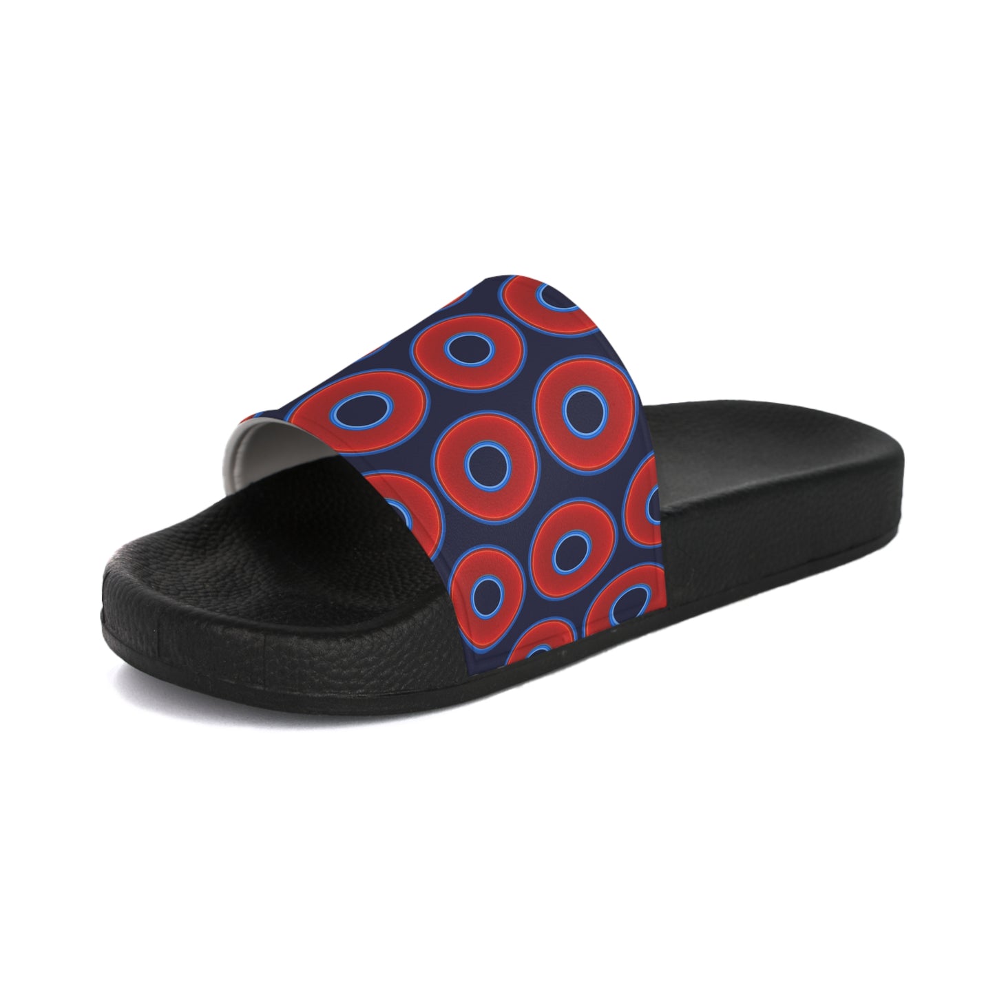 Lumpy Sandals - slip-ons - red vivid donuts w/dark navy blue background
