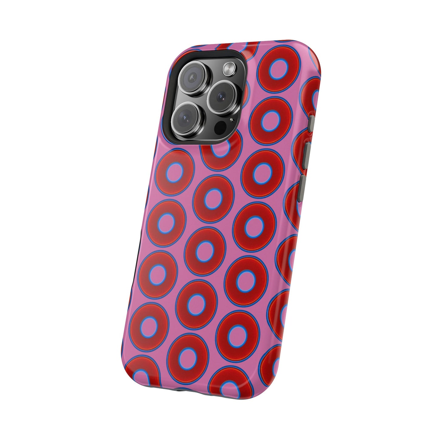Magnetic Tough Donut Case - red vivid donut print w/pink background
