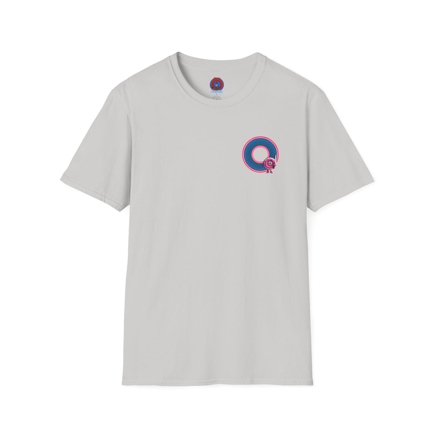 Classic Donut Tee - Unisex Soft-Style - "My Friend the Donut " - series 1.0  - variant 2 - blue/pink donut