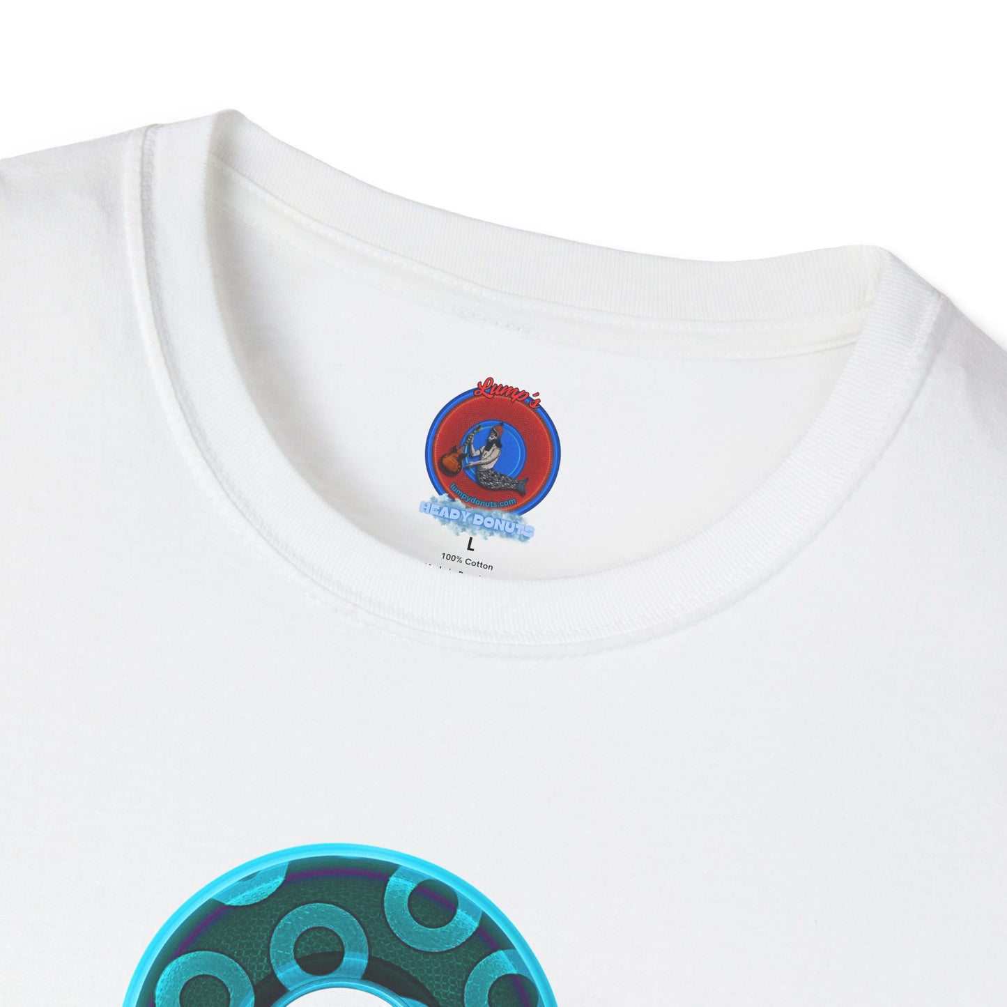 Plain Donuts/Unisex Soft-Style - "Plain Rustic Paradoxical Donuts" - light aquamarine/dark teal donuts