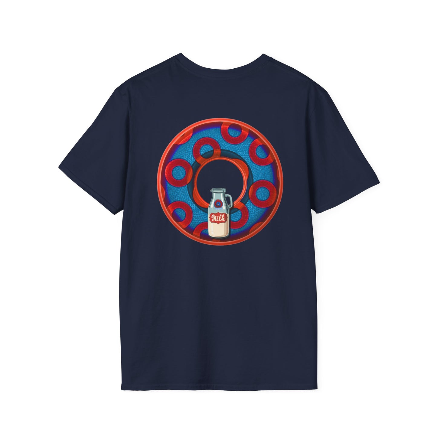 Classic Donut Tee - Unisex Soft-Style - "Wooked Cream - YEMSG Donut " - blue/red rustic paradox donut - variant 1