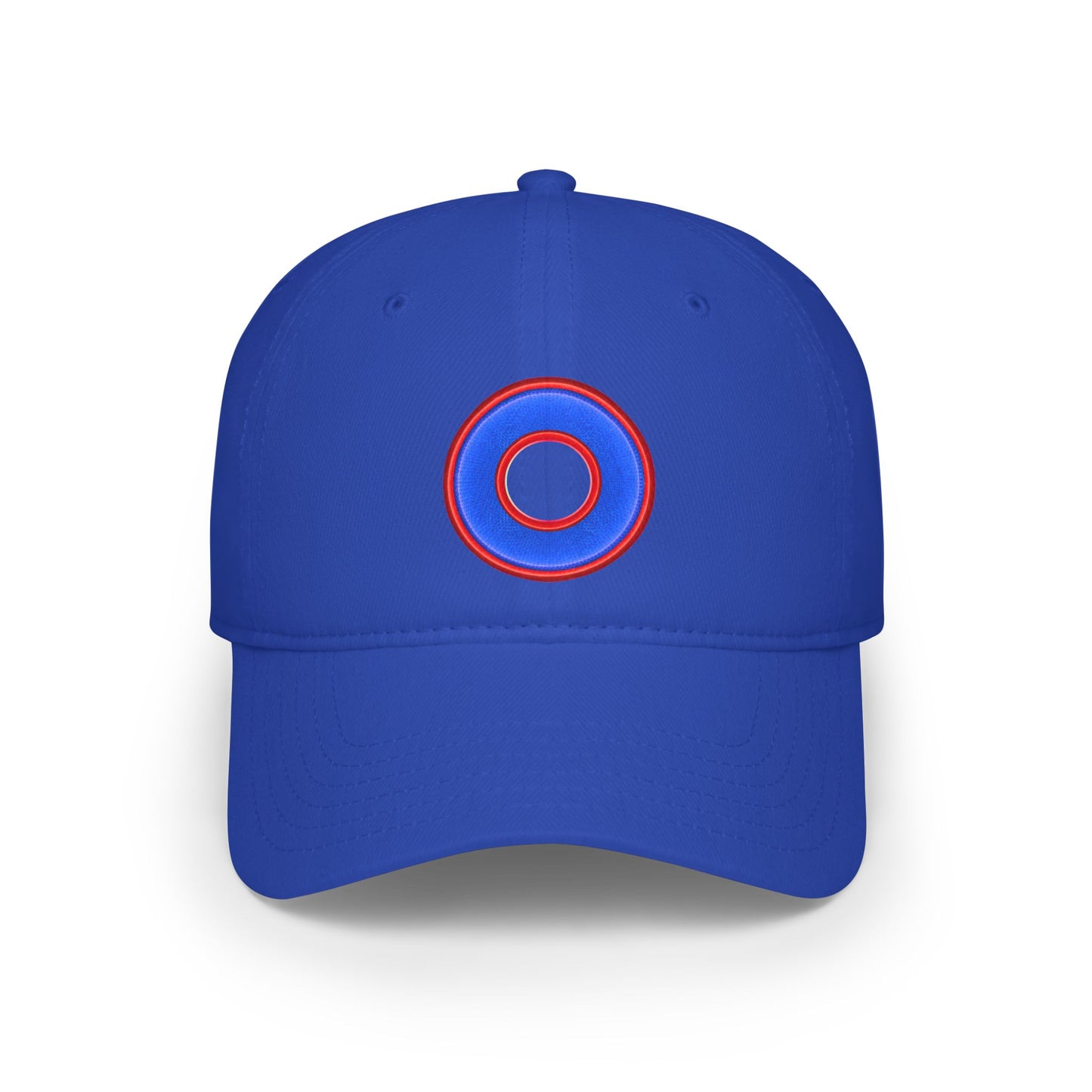 Lumpy Donut Baseball Cap - "Plain [Mary] Jane" - rustic blue/red donut w/