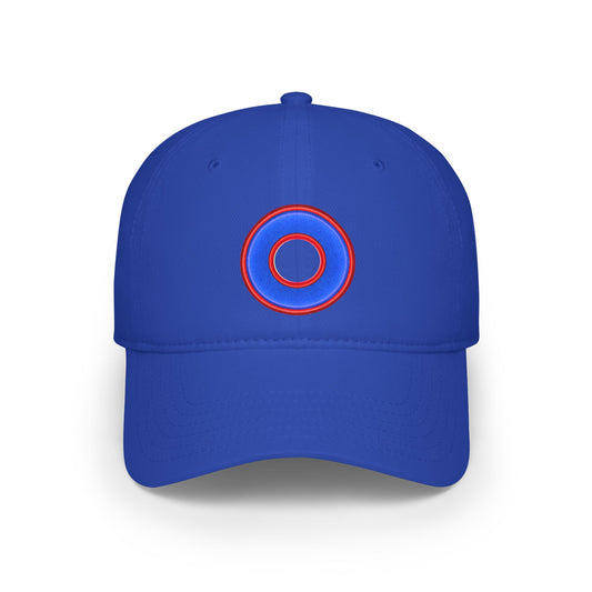 Lumpy Donut Baseball Cap - "Plain [Mary] Jane" - rustic blue/red donut w/